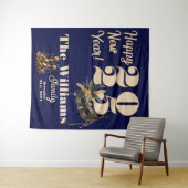 新年に向かってリングしようパーティーグラマラス青 タペストリー (インサイチュ(横))