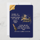 新年に向かってリングしようパーティーグラマラス青 招待状 (裏面)