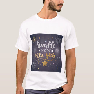 新年に輝く» フェスティバルTシャツ。 Tシャツ