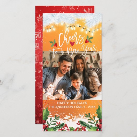 新年のあいさつ写真へのクリスマスと応援 シーズンカード (正面/裏面)