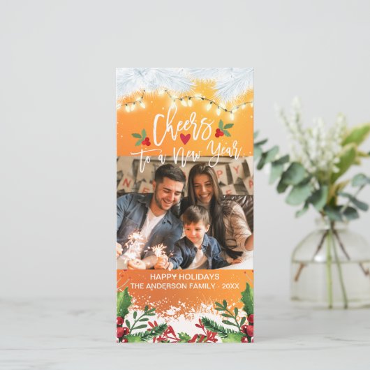 新年のあいさつ写真へのクリスマスと応援 シーズンカード (スタンド正面)