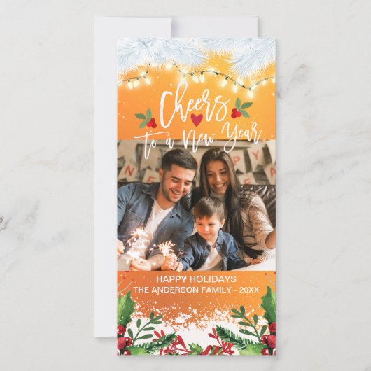 新年のあいさつ写真へのクリスマスと応援 シーズンカード (正面)