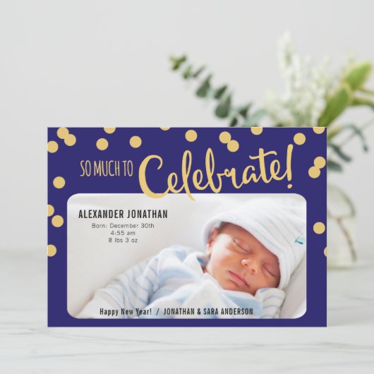 新年のあいさつ男の赤ちゃん誕生日発表 シーズンカード (スタンド正面)