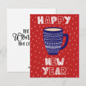 新年のあたたかなお茶のカード シーズンカード (正面/裏面)