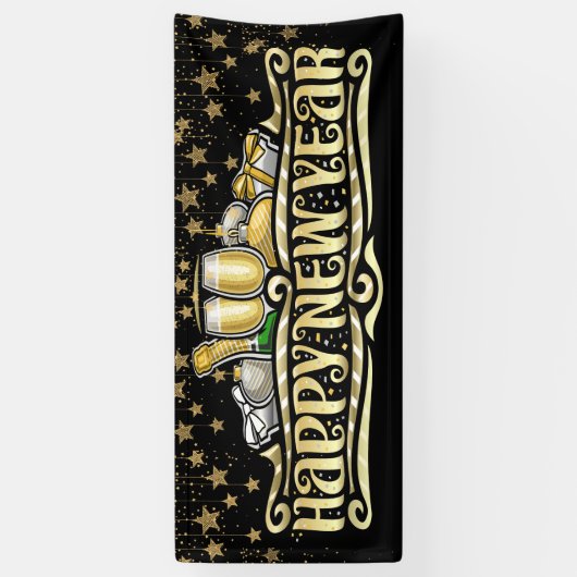 新年のおめでたいバナー 横断幕 (縦)