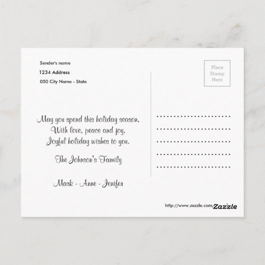 新年のおめでとうおもしろい犬とパーティーハット ポストカード (裏面)