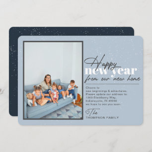 新年のおめでとうございます。青い写真 シーズンカード