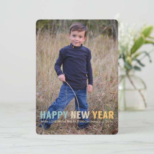 新年のおめでとうはっきりしたレトロの写真挨拶 シーズンカード (スタンド正面)