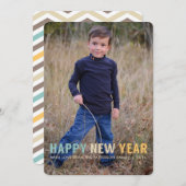 新年のおめでとうはっきりしたレトロの写真挨拶 シーズンカード (正面/裏面)