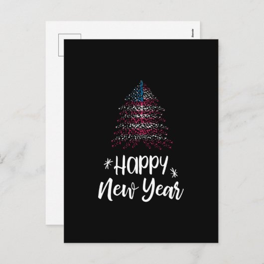 新年のおめでとうクリスマスツリー（アメリカ国旗） シーズンポストカード (正面/裏面)