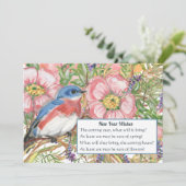 新年のおめでとうフローラ水彩青い鳥の詩 シーズンカード (スタンド正面)