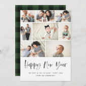 新年のおめでとうモダンご家族の写真コラージュの復習 シーズンカード (正面/裏面)