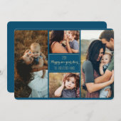 新年のおめでとうモダンご家族の写真コラージュの復習 シーズンカード (正面/裏面)