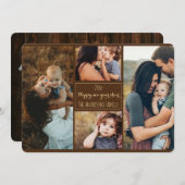 新年のおめでとうモダンご家族の写真コラージュの復習 シーズンカード (正面/裏面)