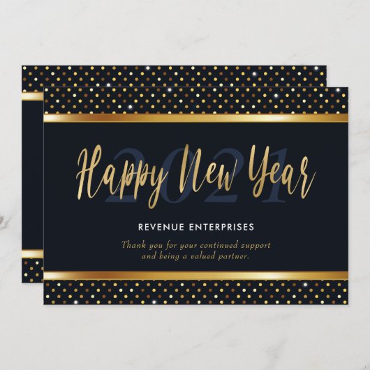 新年のおめでとう会社のビジネスロゴビジネス シーズンカード (正面/裏面)