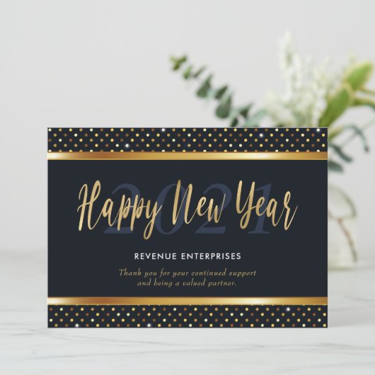 新年のおめでとう会社のビジネスロゴビジネス シーズンカード (スタンド正面)