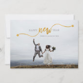 新年のおめでとう金ゴールドスタースクリプトフォトカード シーズンカード (正面)