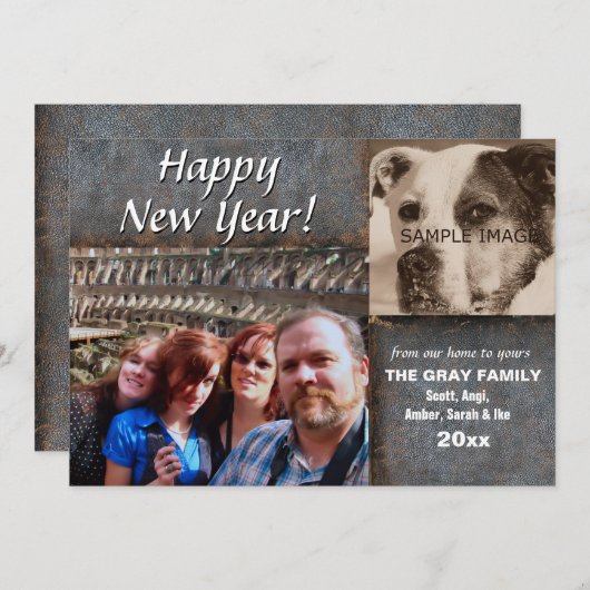 新年のおめでと素朴う皮革2枚 シーズンカード (正面/裏面)