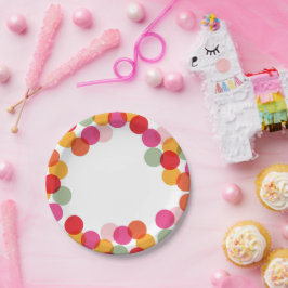 新年のおもしろいカラフル紙吹雪ドットホリデーパーティー ペーパープレート