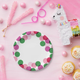 新年のおもしろいカラフル紙吹雪ドットホリデーパーティー ペーパープレート