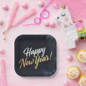 新年のお祝いにブルーの筆致 ペーパープレート (パーティー)