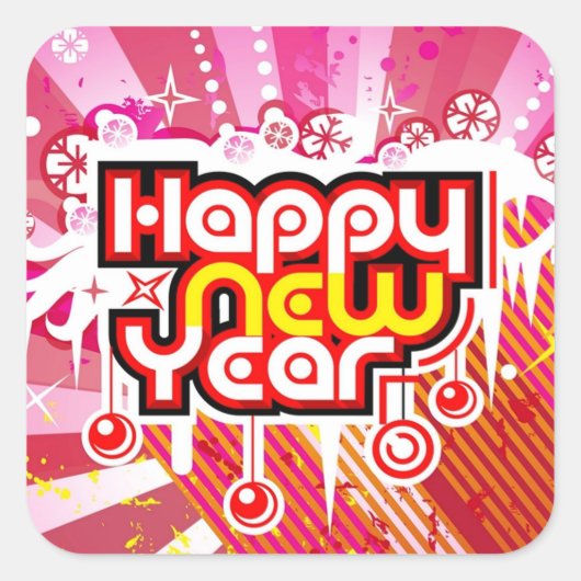 新年のお祝いシール スクエアシール (正面)