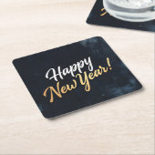 新年のお祝いストロークブルー スクエアペーパーコースター (アングル)