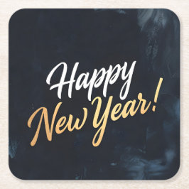 新年のお祝いストロークブルー スクエアペーパーコースター