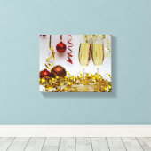 新年のお祝いスリッパリージョーのシャンパンスパ キャンバスプリント (インサイチュ (ウッドフロア))