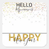 新年のお祝いパーティー名タグバッジ スクエアシール (正面)