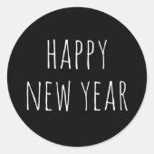新年のお祝い | モダン ミニマル ブラック ホリデー ラウンドシール (正面)