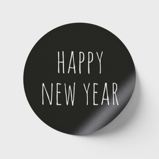 新年のお祝い | モダン ミニマル ブラック ホリデー ラウンドシール
