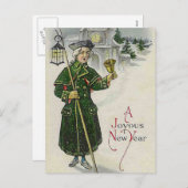 「新年のお祝い」ヴィンテージ シーズンポストカード (正面/裏面)