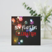 新年のお祝い、花火のシャンパンの泡 招待状 (スタンド正面)