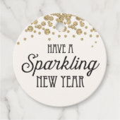 新年のきらめくシャンパンメッセージカード フェイバータグ (正面)