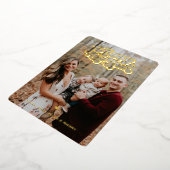 新年のご挨拶3枚縦ゴールドメタリック写真 箔シーズンカード (回転した状態)