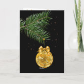 新年のご挨拶、クリスマスツリーのゴールド装飾 シーズンカード (裏面)