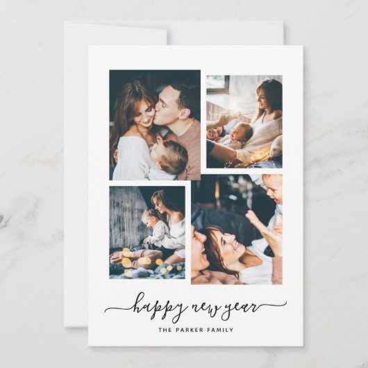 新年のご挨拶 | 現代的な4枚の写真のコラージュ シーズンカード (正面)