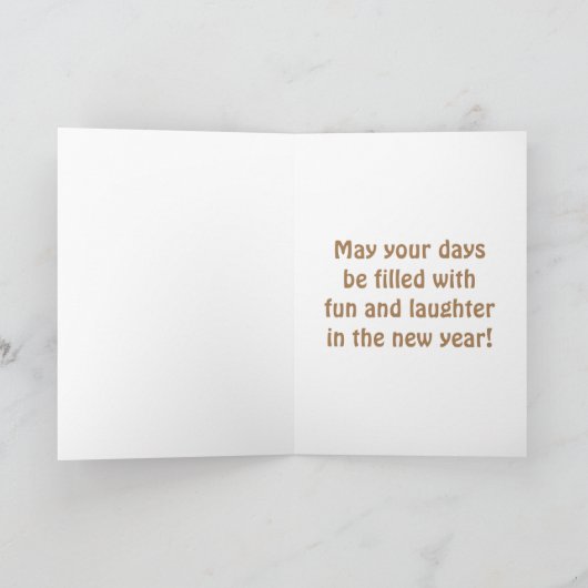 新年のしゃれのユーモアの挨拶へのかわいいトースト シーズンカード (内部)