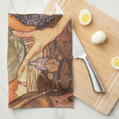 新年のアンティーク父の時間 キッチンタオル (四つ折り)