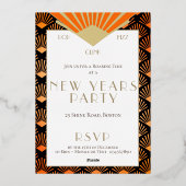 新年のアールデコポップ・アートのクリックスフィズグラマラス 箔招待状 (裏面)