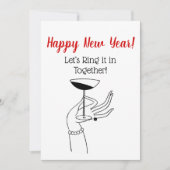 新年のアールデコレディーズホールディングシャンパングラス 招待状 (正面)