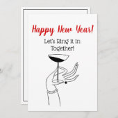 新年のアールデコレディーズホールディングシャンパングラス 招待状 (正面/裏面)