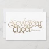 新年のエレガントアールデコタイポグラフィ金ゴールドシック シーズンカード (正面)