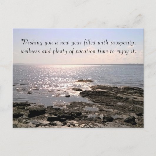 新年のエレガントウェルズ海ショア写真 シーズンポストカード (正面)