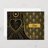 新年のエレガントヴィンテージアールデコ ポストカード (正面/裏面)