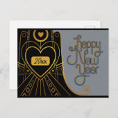 新年のエレガントヴィンテージアールデコ ポストカード (正面/裏面)