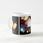 新年のカウントダウン:花火とお祝いビデオ コーヒーマグカップ (正面左)