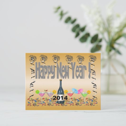 新年のカクテルの郵便はがき シーズンポストカード (スタンド正面)