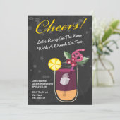 新年のカクテルドリンクパーティー パーソナライズされた 招待状 (スタンド正面)